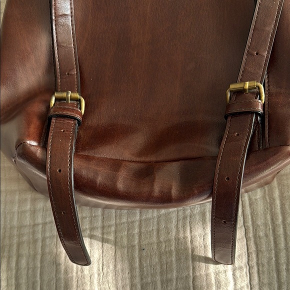 Liz Claiborne Vintage Brown Macrame Leather Backpack - Picture 9 of 10